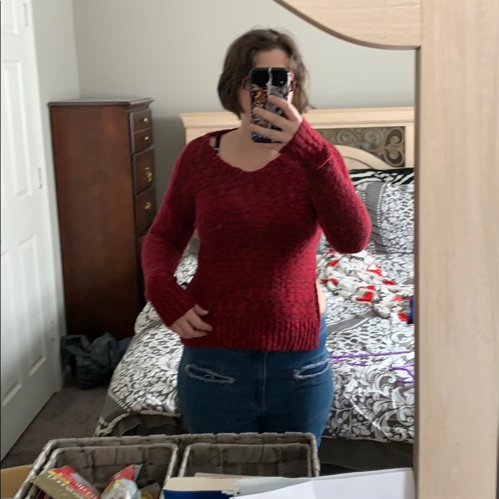 Wine knit sweater